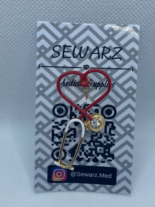Stethoscope heart Brooch