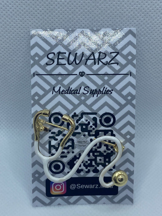 Stethoscope golden & white Brooch