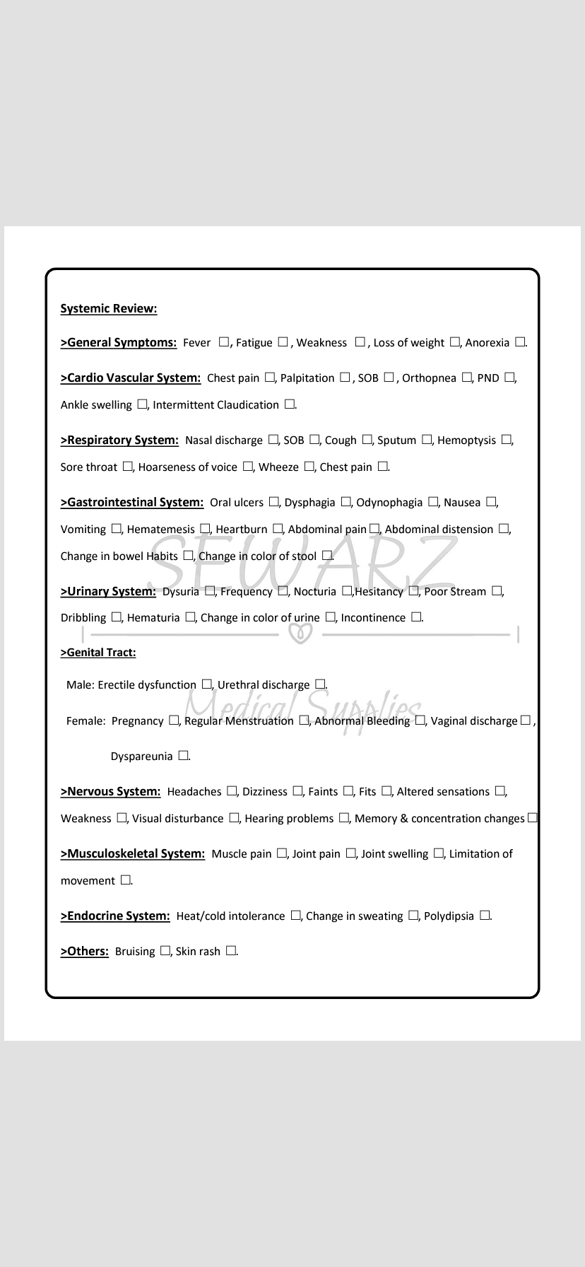 Patient History notebook