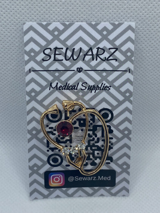 Stethoscope Rhinestone brooch