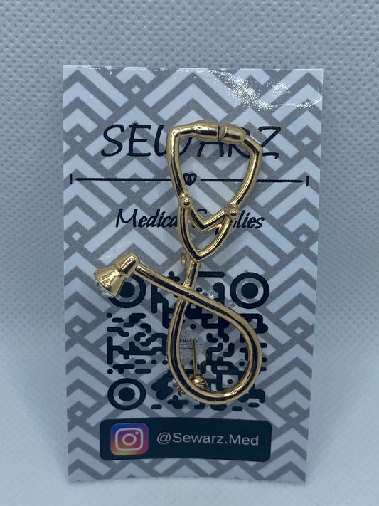 Stethoscope Golden Brooch